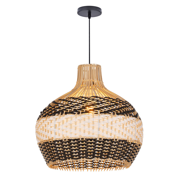Black and White Rattan Pendant Light Modern Kitchen Island Chandelier