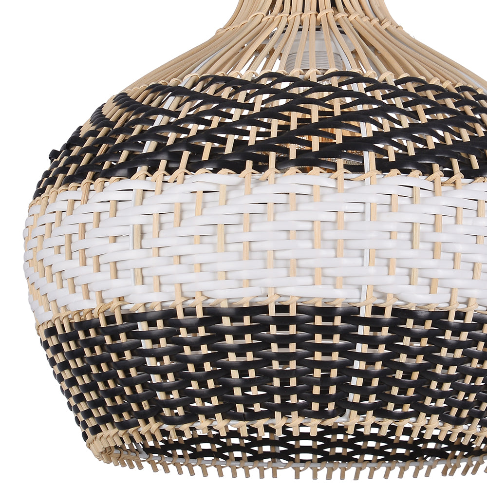 Black and White Rattan Pendant Light Modern Kitchen Island Chandelier
