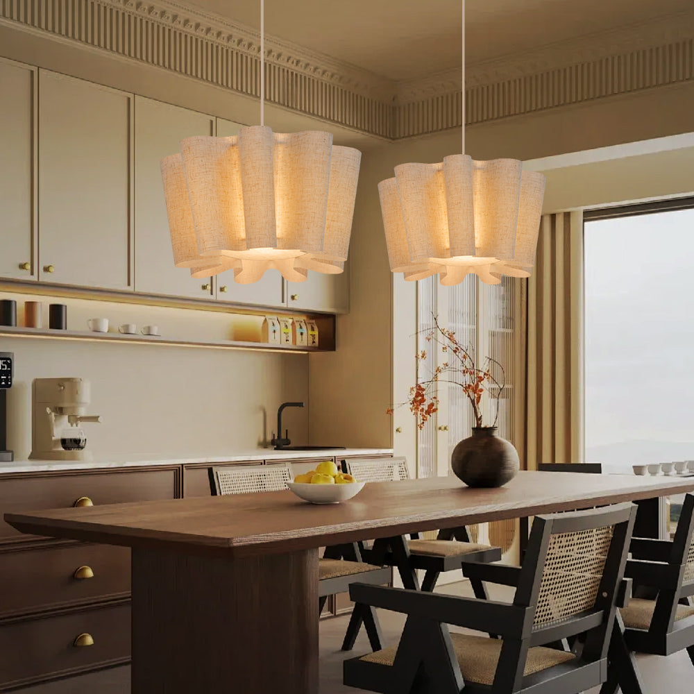 Nordic Pleated Fabric Pendant Light Vintage Handmade Chandelier