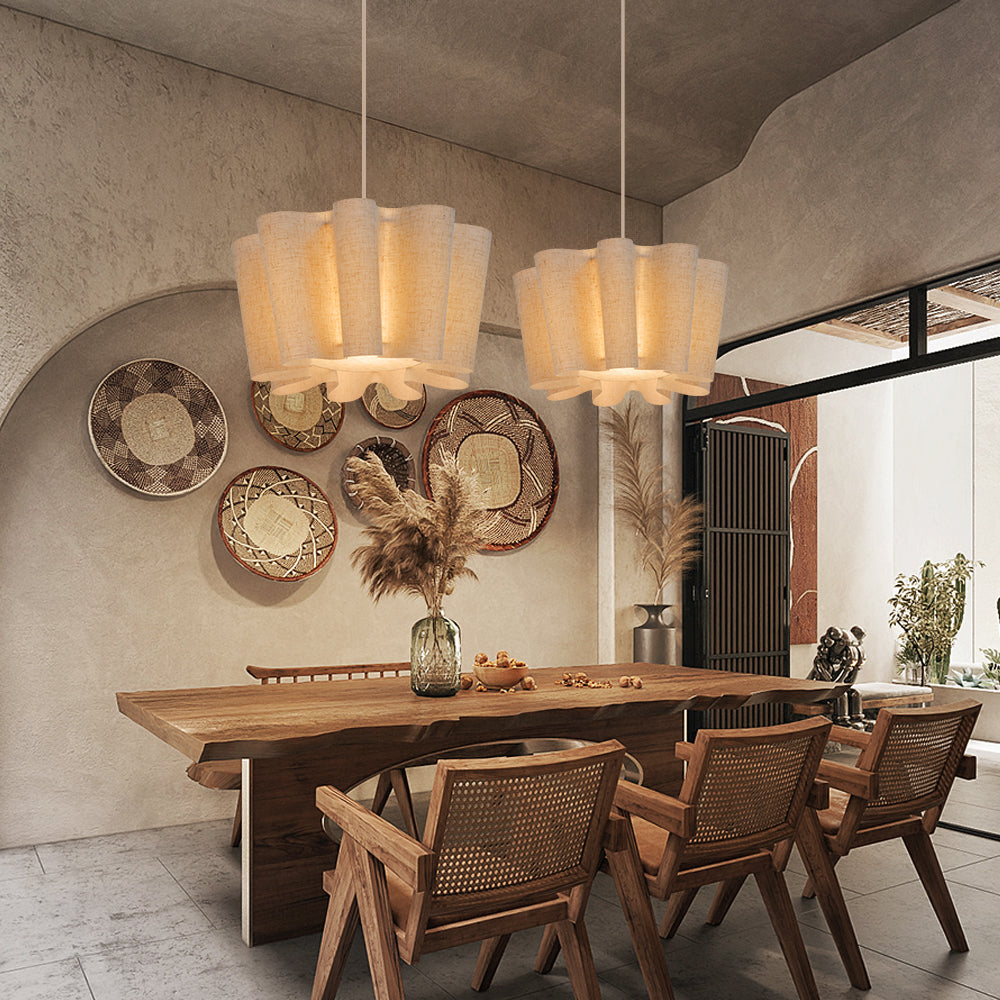 Nordic Pleated Fabric Pendant Light Vintage Handmade Chandelier