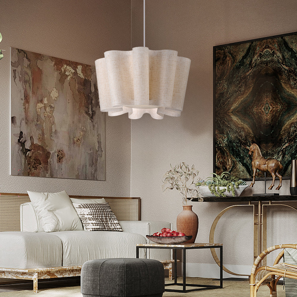 Nordic Pleated Fabric Pendant Light Vintage Handmade Chandelier Main image