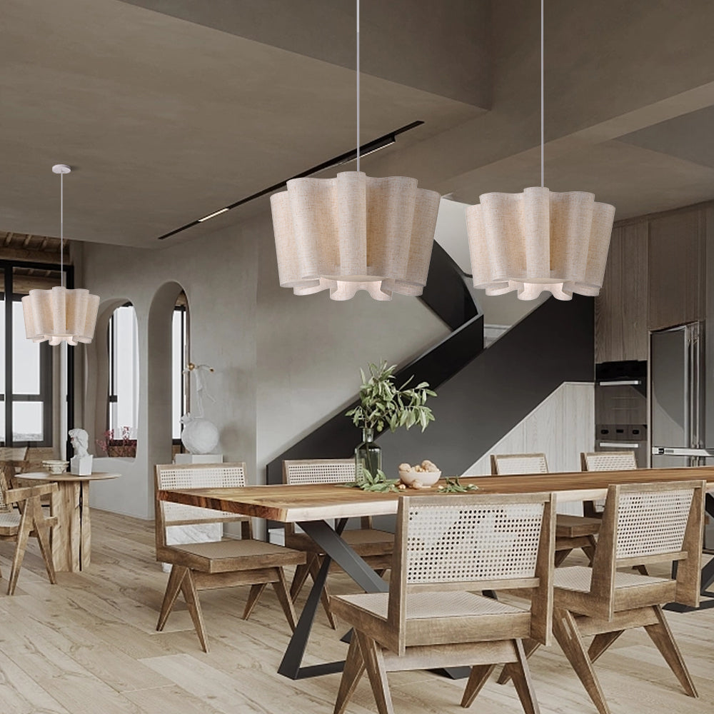 Nordic Pleated Fabric Pendant Light Vintage Handmade Chandelier