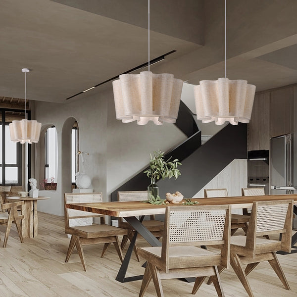 Nordic Pleated Fabric Pendant Light Vintage Handmade Chandelier