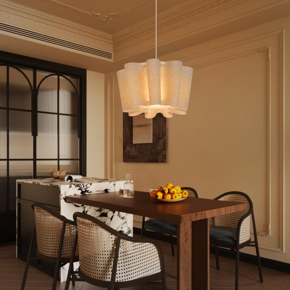 Nordic Pleated Fabric Pendant Light Vintage Handmade Chandelier