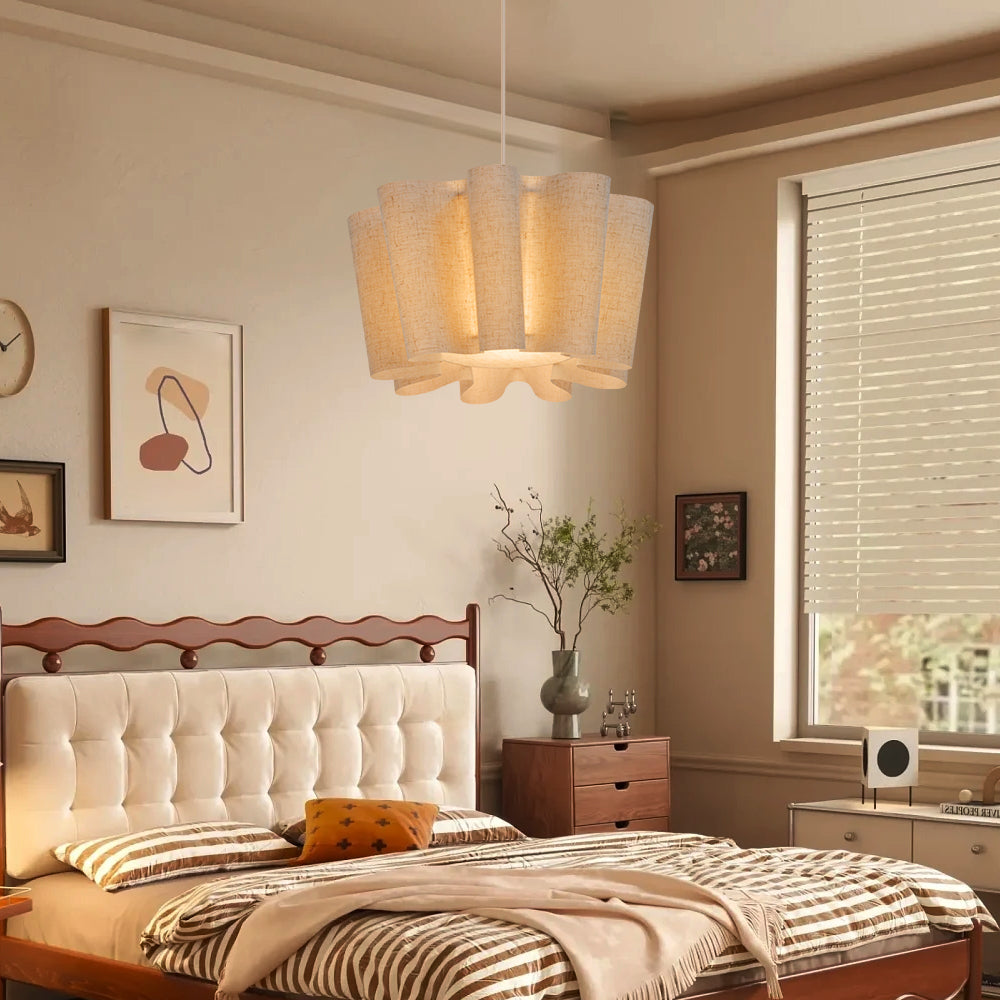 Nordic Pleated Fabric Pendant Light Vintage Handmade Chandelier
