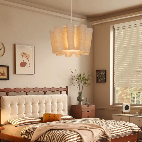 Nordic Pleated Fabric Pendant Light Vintage Handmade Chandelier