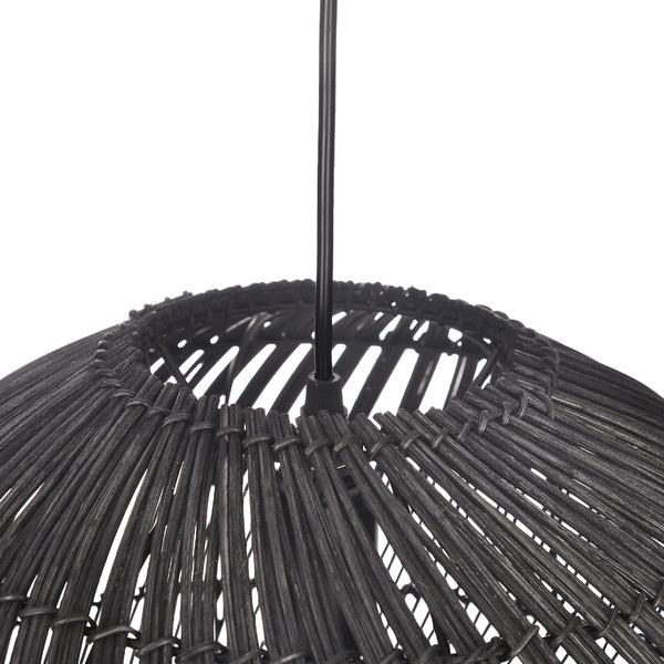 Black Rattan Pendant Light Modern Round Island Chandelier