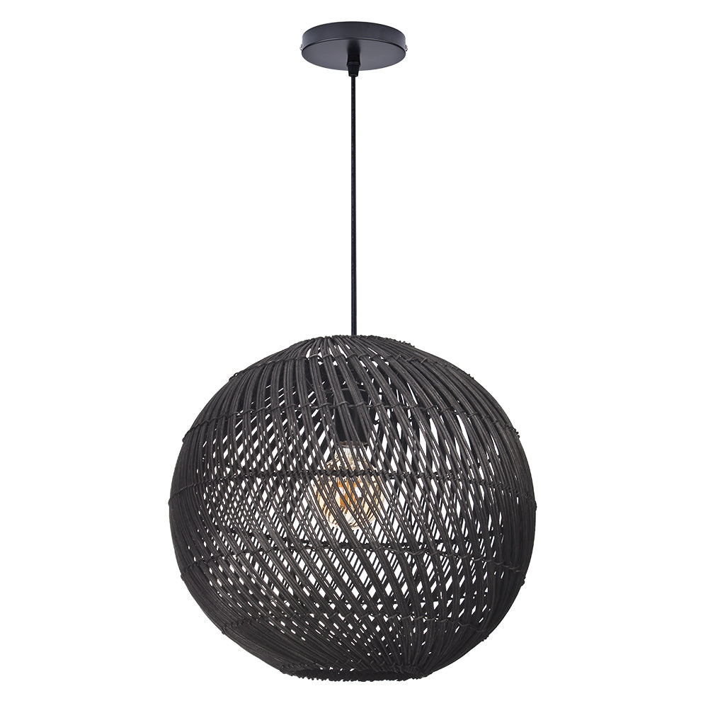 Black Rattan Pendant Light Modern Round Island Chandelier
