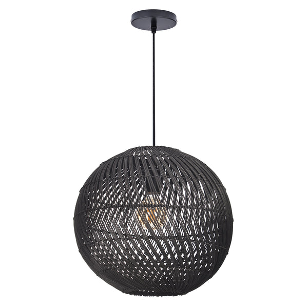 Black Rattan Pendant Light Modern Round Island Chandelier