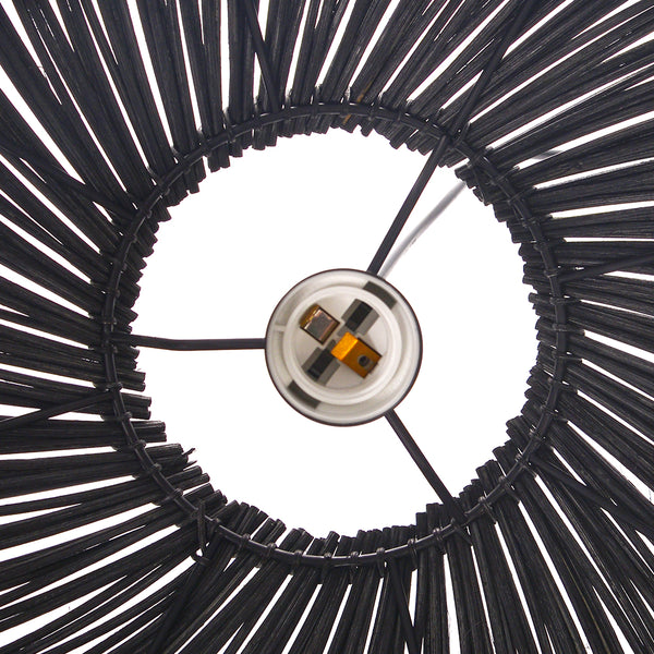 Black Rattan Pendant Light Modern Round Island Chandelier