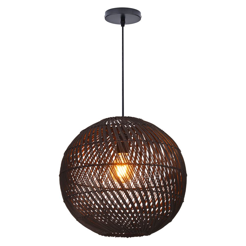 Black Rattan Pendant Light Modern Round Island Chandelier