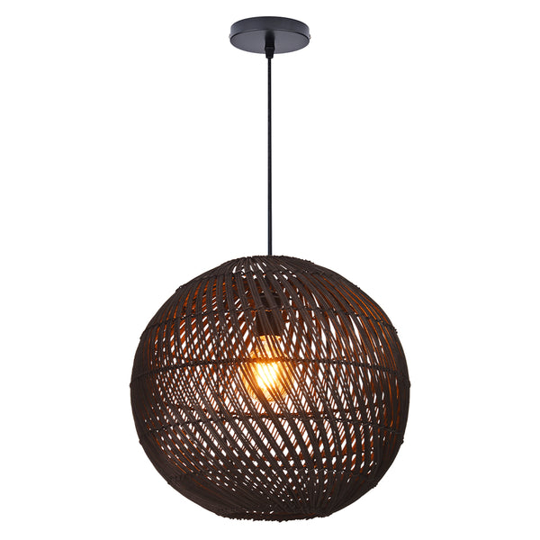 Black Rattan Pendant Light Modern Round Island Chandelier