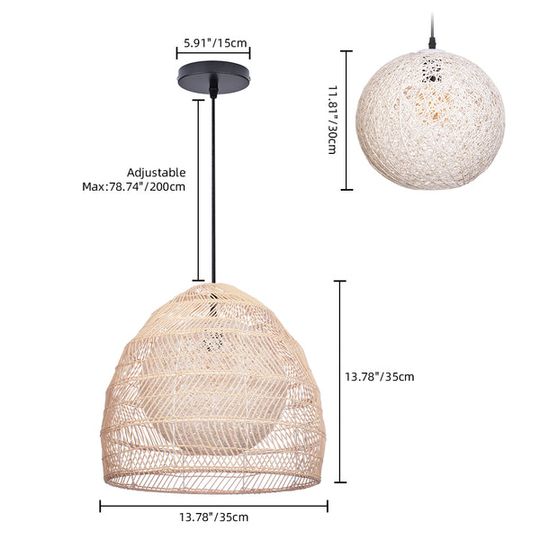 Simple Basket Rattan Pendant Light Woven Wicker Lampshade
