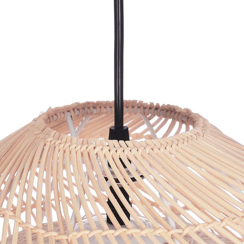 Simple Basket Rattan Pendant Light Woven Wicker Lampshade