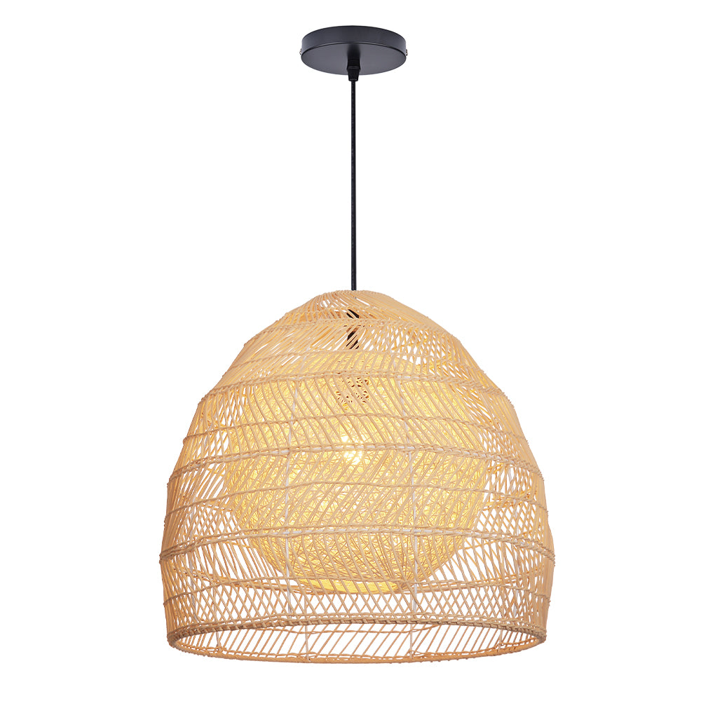 Simple Basket Rattan Pendant Light Woven Wicker Lampshade