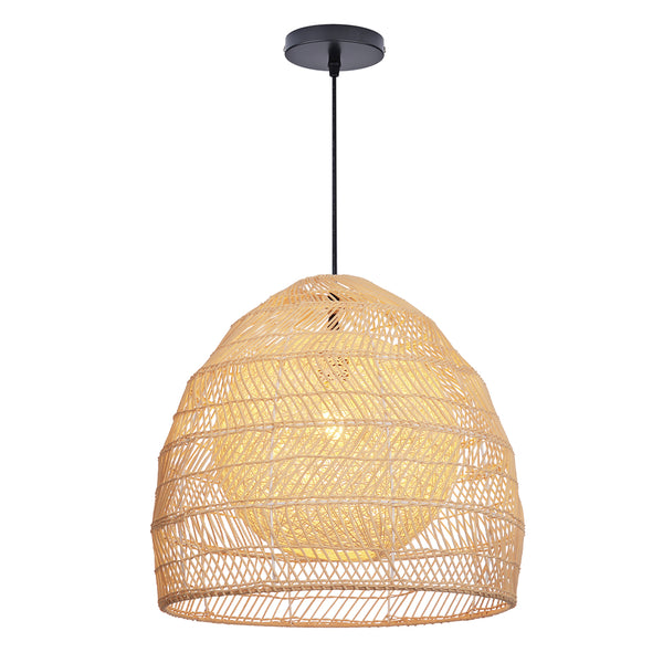 Simple Basket Rattan Pendant Light Woven Wicker Lampshade