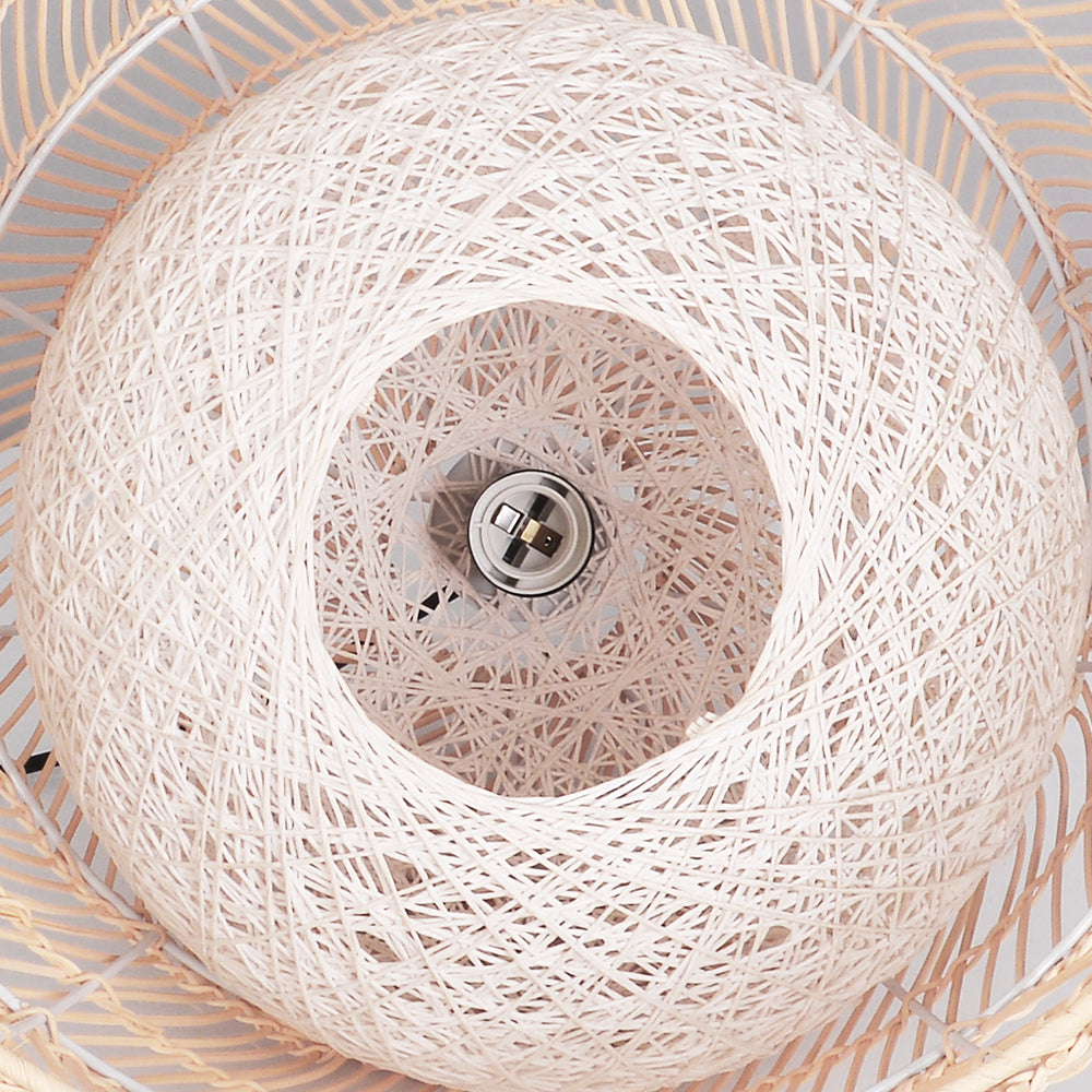 Simple Basket Rattan Pendant Light Woven Wicker Lampshade