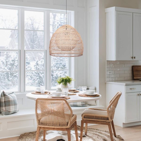 Simple Basket Rattan Pendant Light Woven Wicker Lampshade