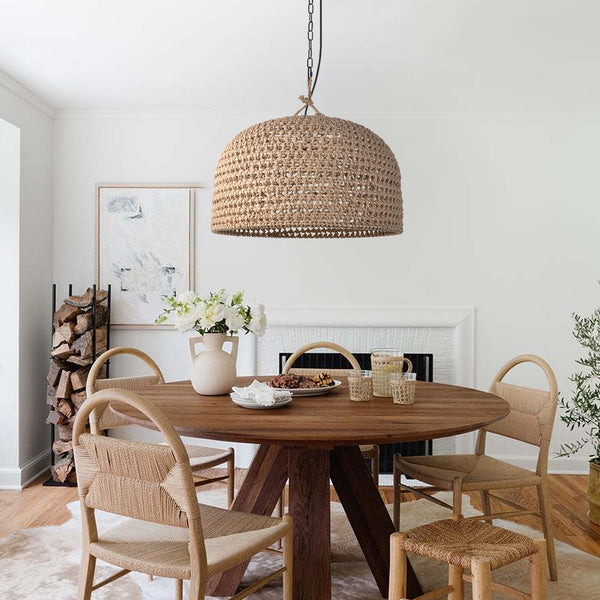 Japanese Rattan & Hemp Pendant Light Kitchen Counter Chandelier