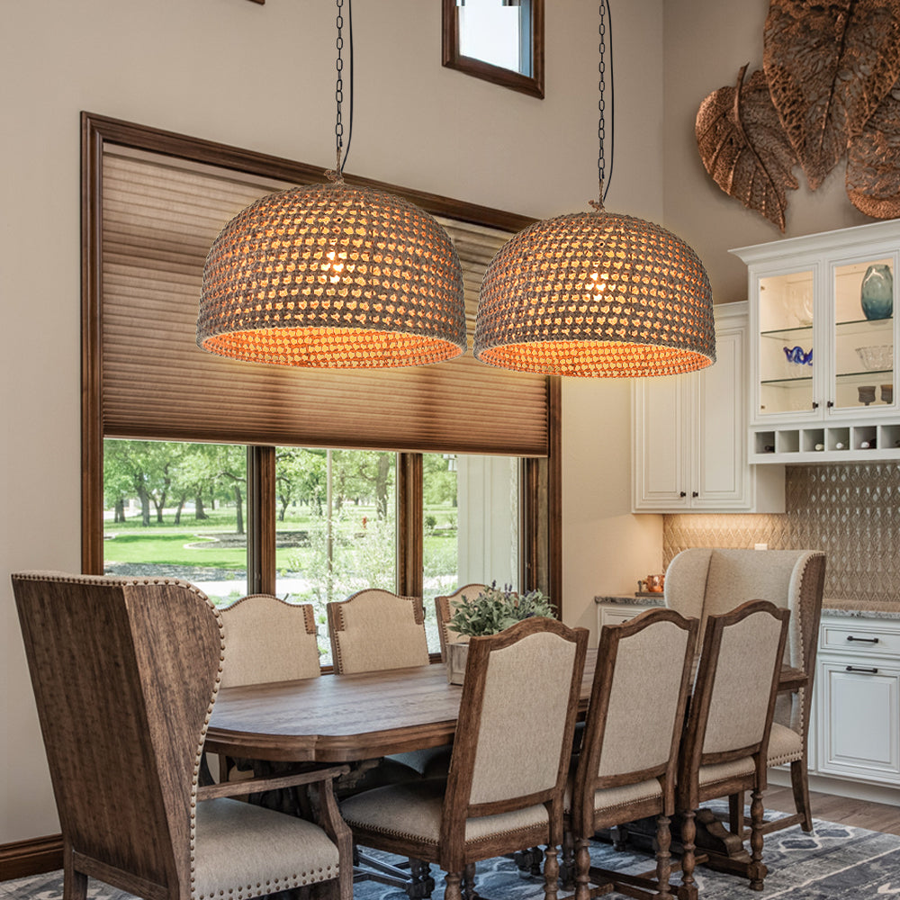 Japanese Rattan & Hemp Pendant Light Kitchen Counter Chandelier