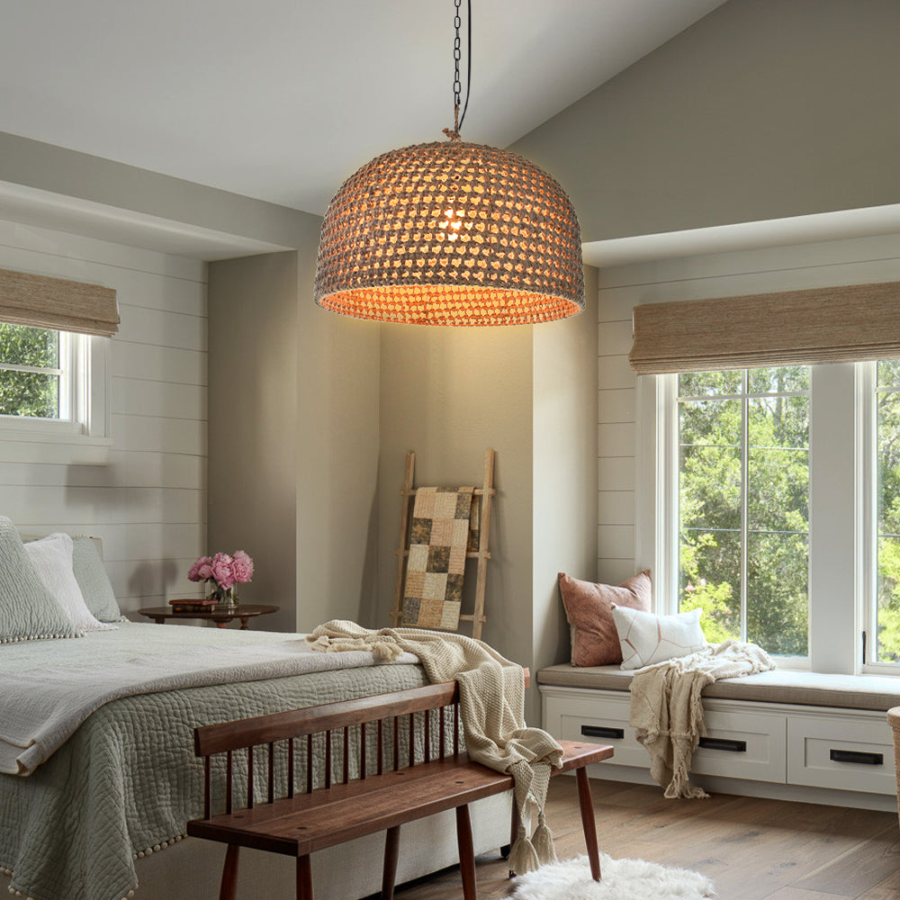 Japanese Rattan & Hemp Pendant Light Kitchen Counter Chandelier