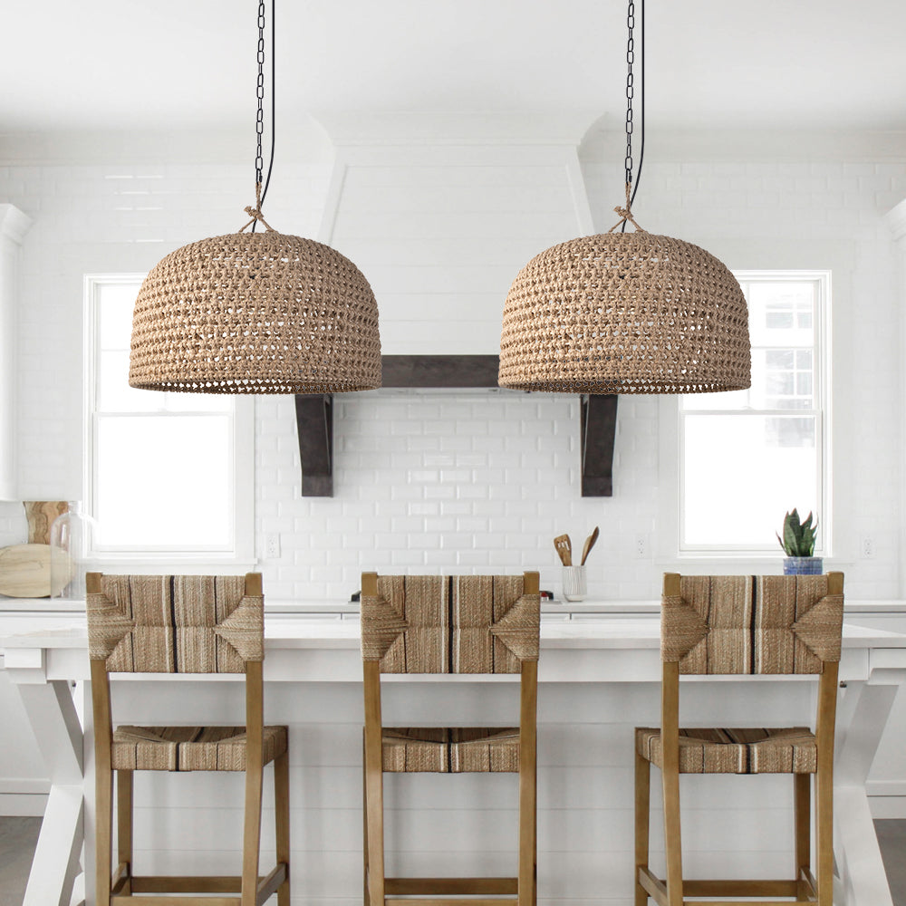 Japanese Rattan & Hemp Pendant Light Kitchen Counter Chandelier