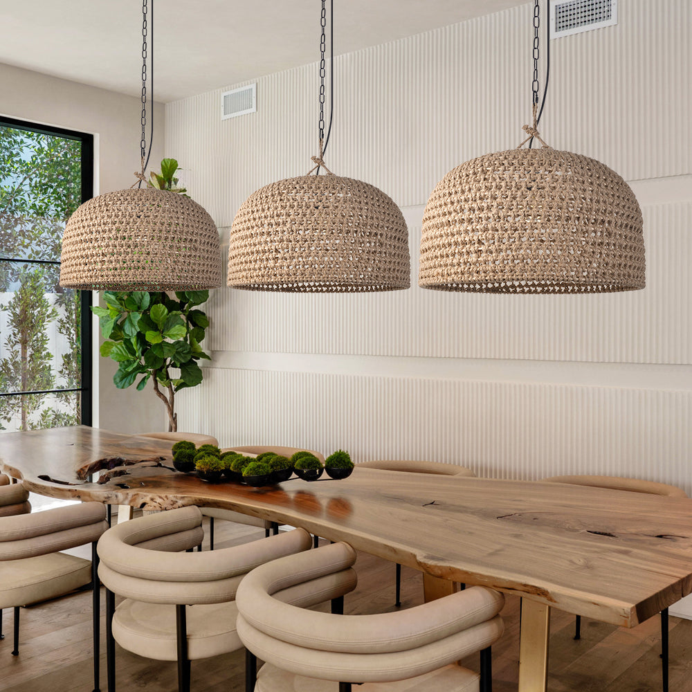 Japanese Rattan & Hemp Pendant Light Kitchen Counter Chandelier