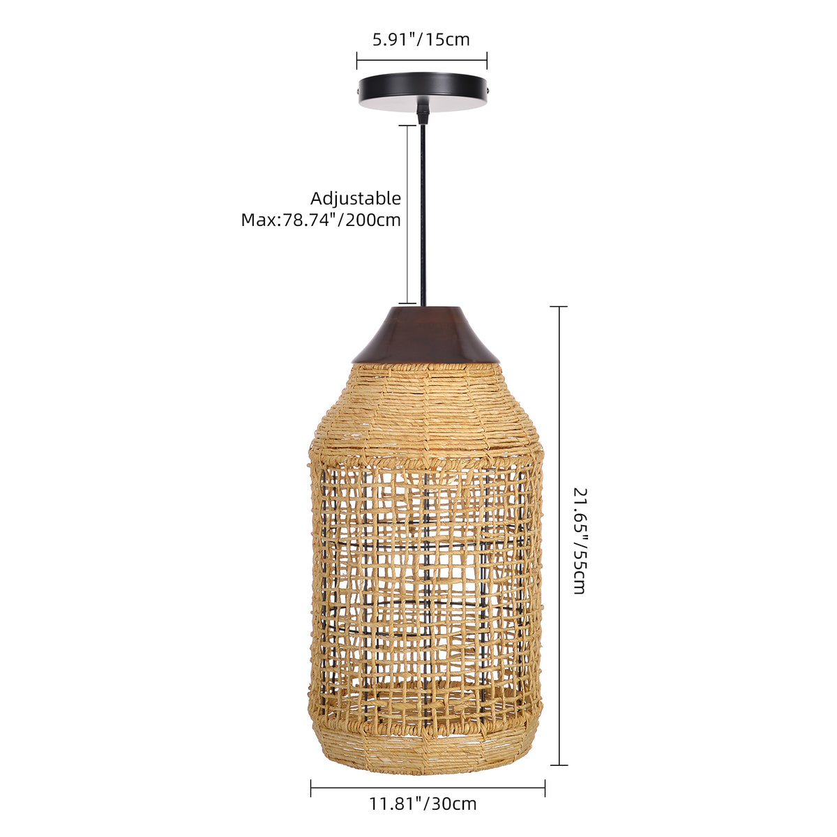 Oversized Wabi-Sabi Rattan Pendant Light Large Kitchen Island Fixture