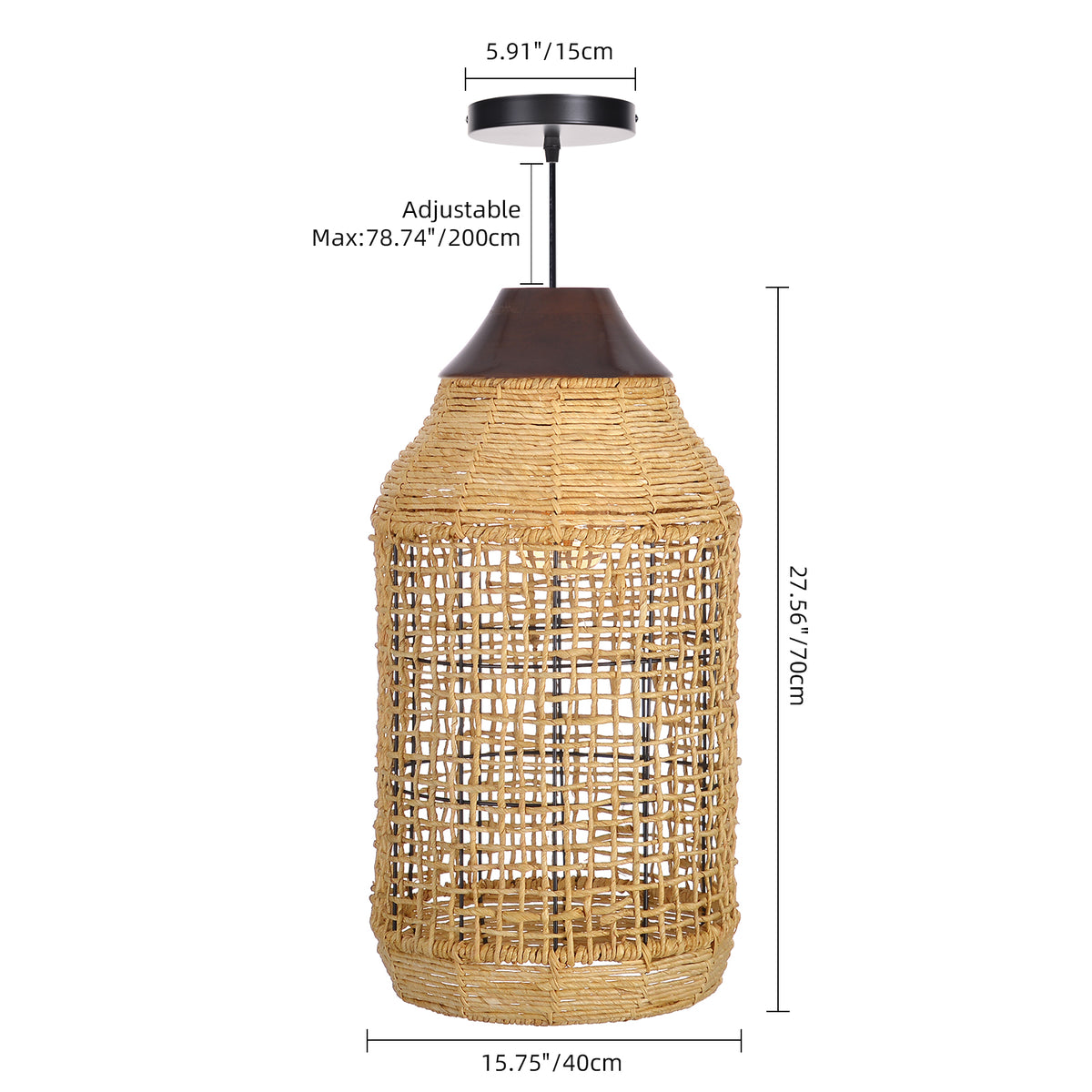 Oversized Wabi-Sabi Rattan Pendant Light Large Kitchen Island Fixture