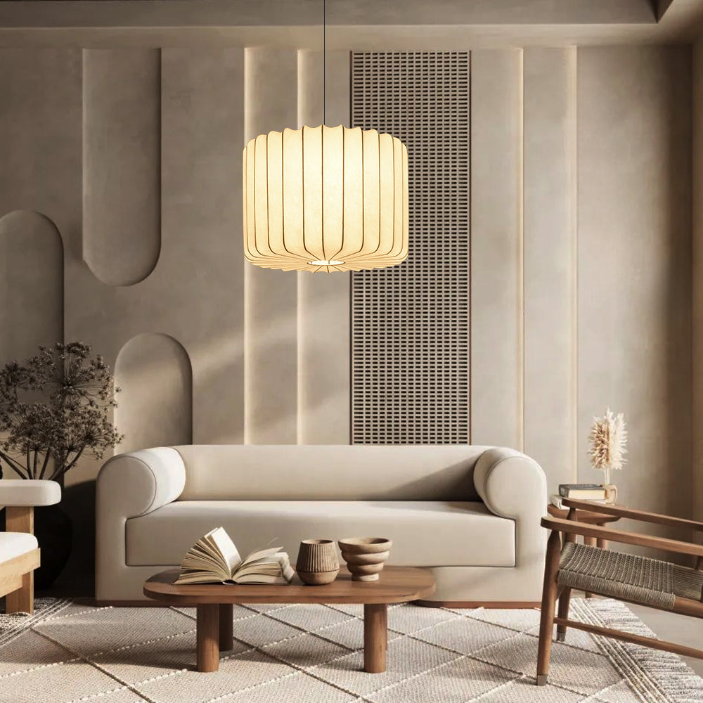 Wabi-Sabi Imitation Silk Pendant Light Japanese Minimalist Chandelier