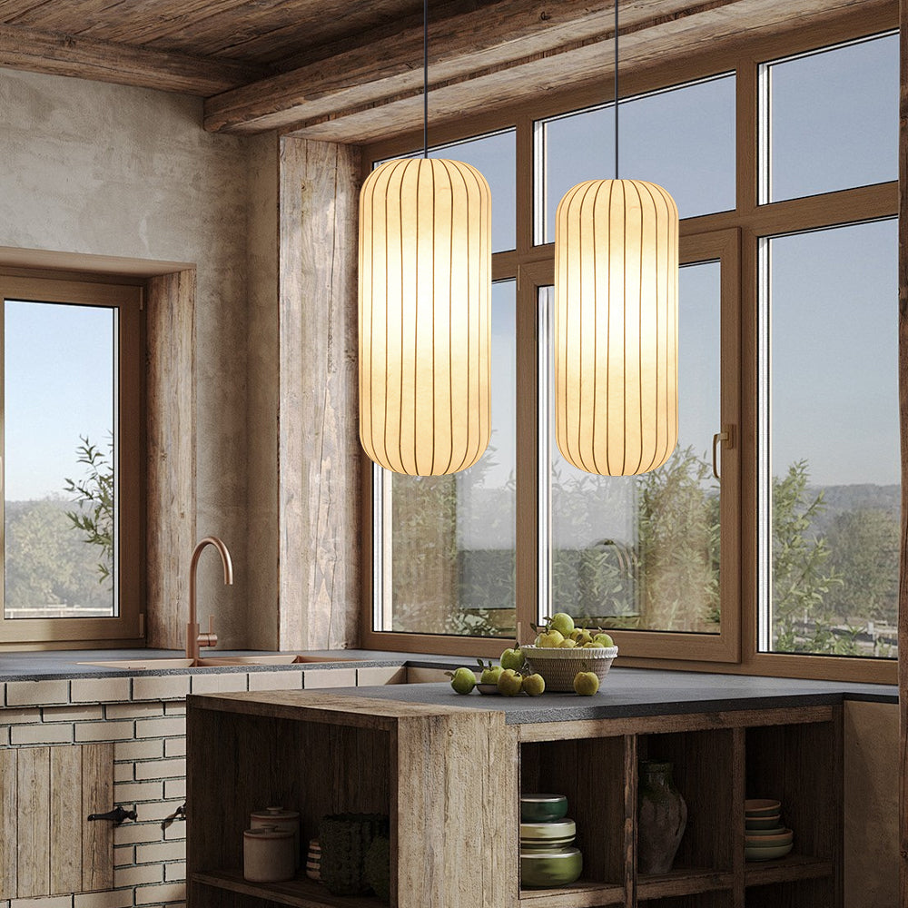 Wabi-Sabi Imitation Silk Pendant Light Japanese Minimalist Chandelier
