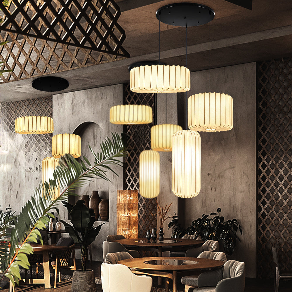 Wabi-Sabi Imitation Silk Pendant Light Japanese Minimalist Chandelier