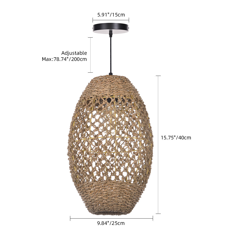 Teardrop Seagrass Pendant Light Hand-Woven Island Chandelier