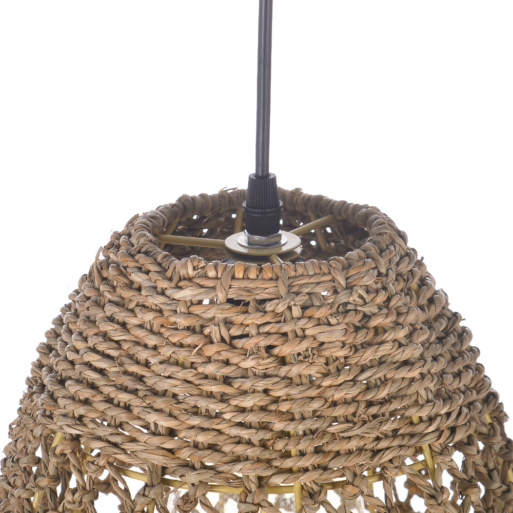 Teardrop Seagrass Pendant Light Hand-Woven Island Chandelier