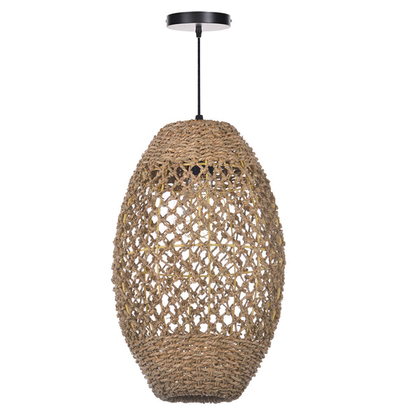 Teardrop Seagrass Pendant Light Hand-Woven Island Chandelier