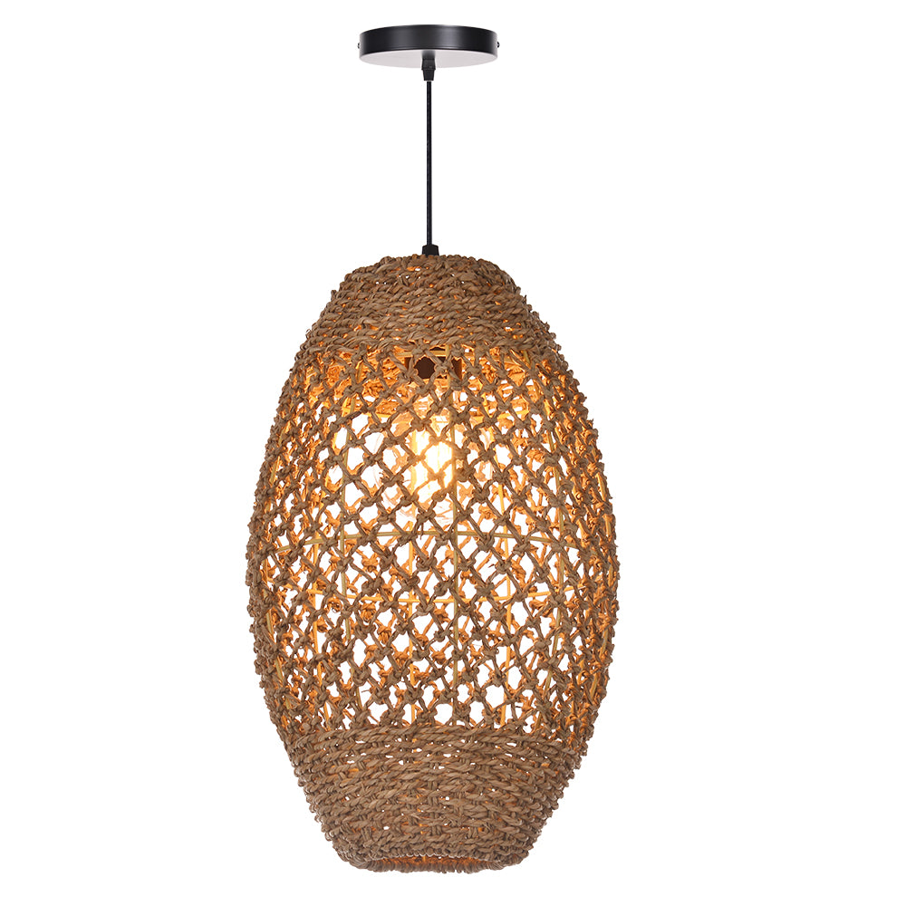 Teardrop Seagrass Pendant Light Hand-Woven Island Chandelier