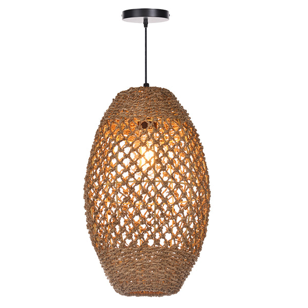 Teardrop Seagrass Pendant Light Hand-Woven Island Chandelier