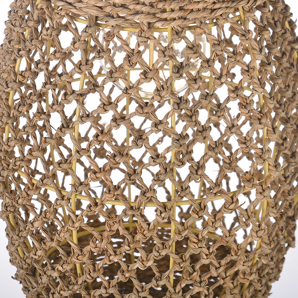 Teardrop Seagrass Pendant Light Hand-Woven Island Chandelier