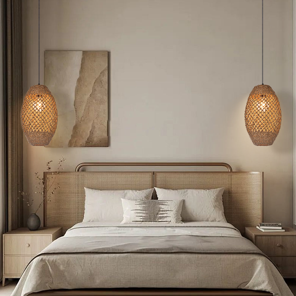 Teardrop Seagrass Pendant Light Hand-Woven Island Chandelier
