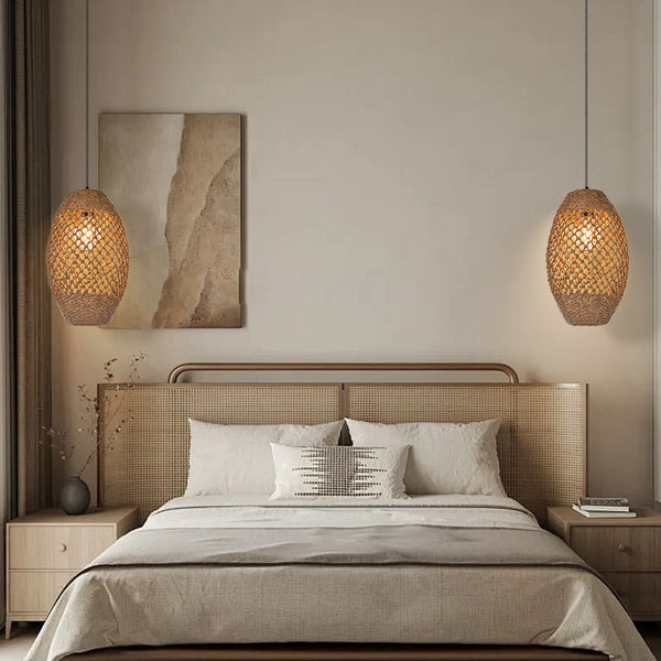 Teardrop Seagrass Pendant Light Hand-Woven Island Chandelier