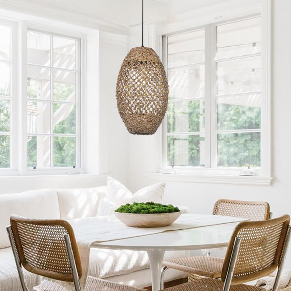 Teardrop Seagrass Pendant Light Hand-Woven Island Chandelier Main image