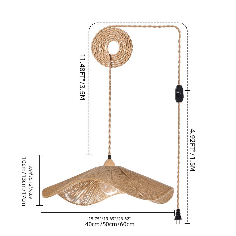 Handcrafted Hemp Rope Pendant Light Kitchen Island Hanging Fixture