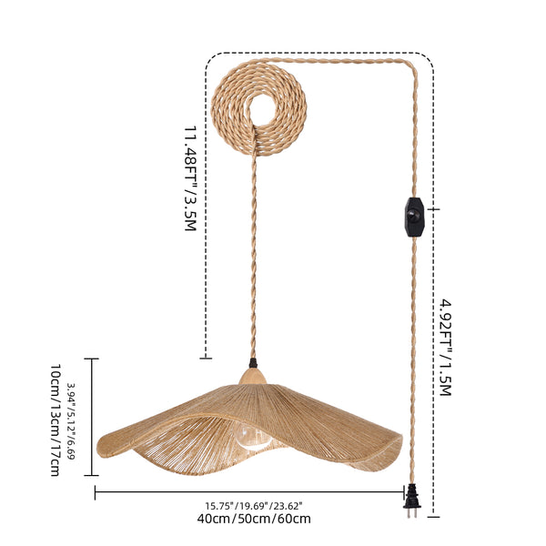 Handcrafted Hemp Rope Pendant Light Kitchen Island Hanging Fixture