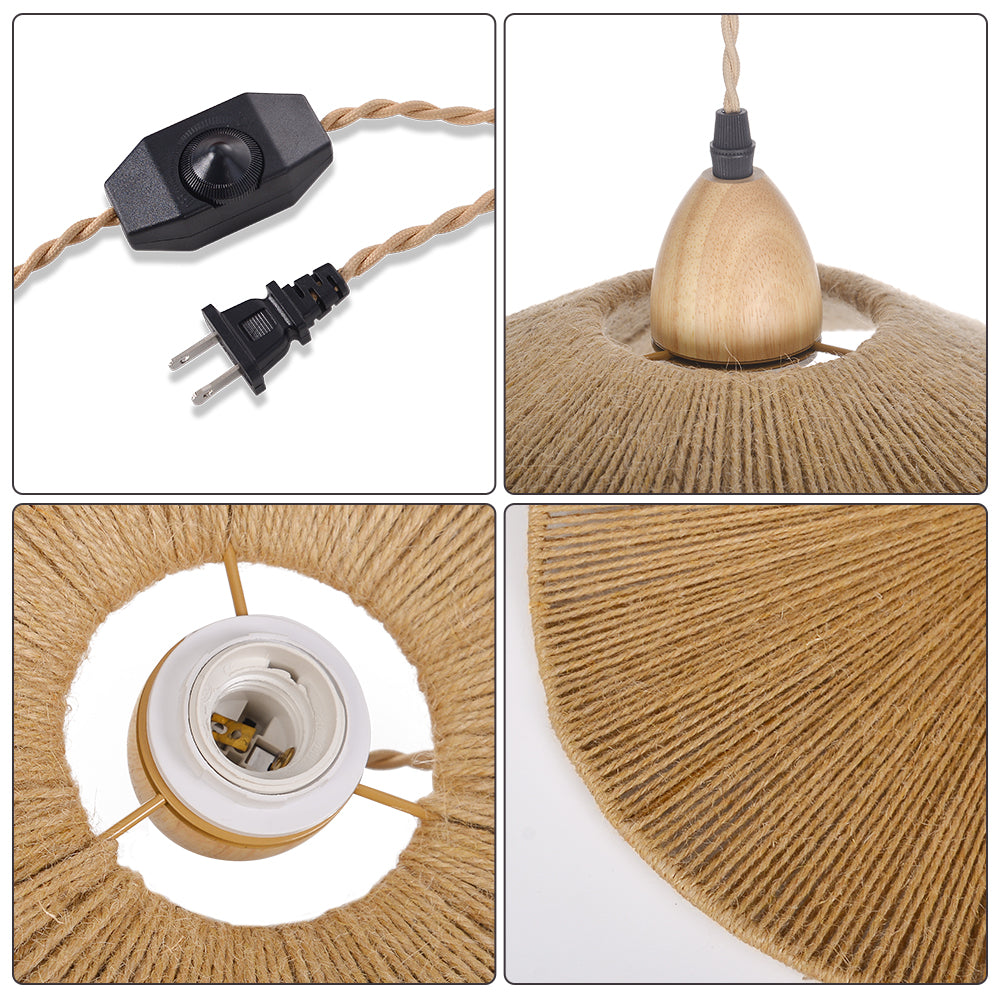 Handcrafted Hemp Rope Pendant Light Kitchen Island Hanging Fixture