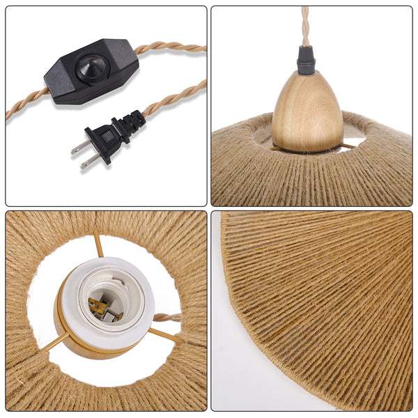 Handcrafted Hemp Rope Pendant Light Kitchen Island Hanging Fixture