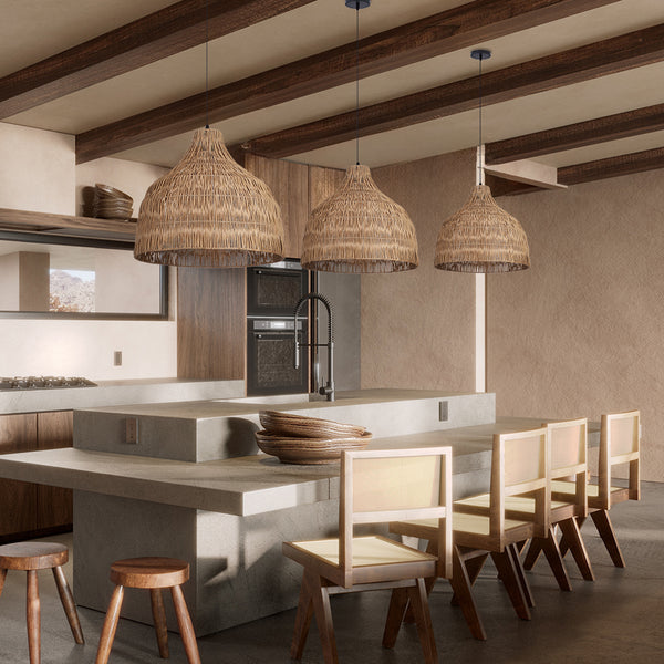Duplex Loft Rattan Pendant Lamp Modern Villa Wabi-Sabi Chandelier