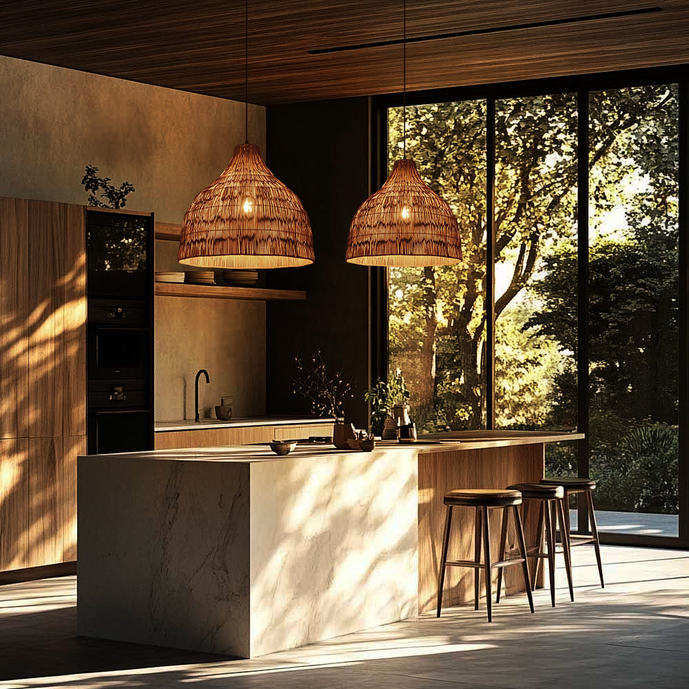 Duplex Loft Rattan Pendant Lamp Modern Villa Wabi-Sabi Chandelier