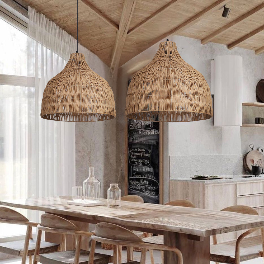 Duplex Loft Rattan Pendant Lamp Modern Villa Wabi-Sabi Chandelier