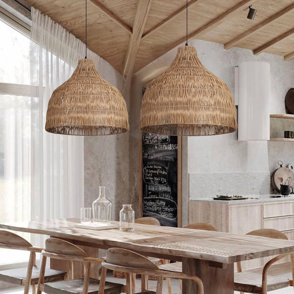 Duplex Loft Rattan Pendant Lamp Modern Villa Wabi-Sabi Chandelier