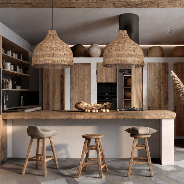 Duplex Loft Rattan Pendant Lamp Modern Villa Wabi-Sabi Chandelier